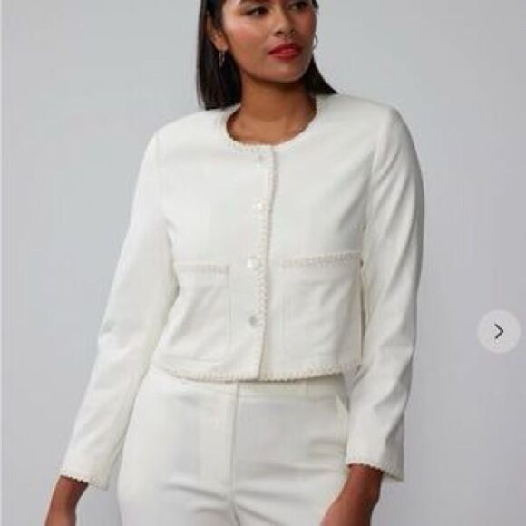 NYC Braided Trim jacket CREAM COLOR SIZE 6 NWT in packaging - Picture 2 of 9